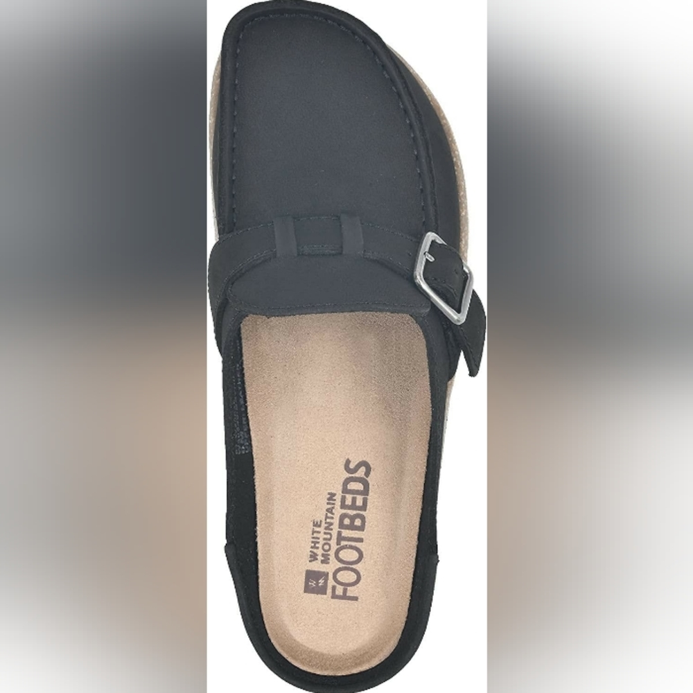 White Mountain Leather Bayhill Black Mule Clog EUC  (Birkenstock Buckley Dupe)